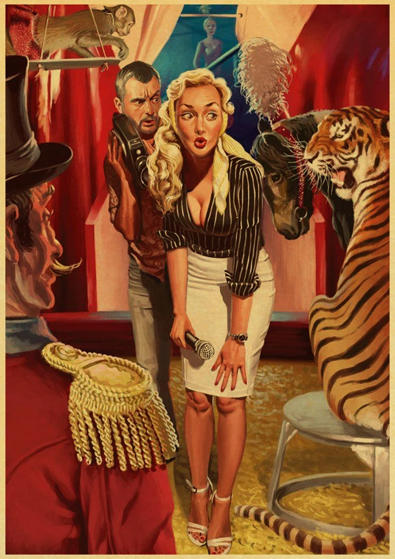 PINUP девушки плакат/Декор стены/декоративная живопись/крафт-бумага/Бар плакат/Ретро плакат