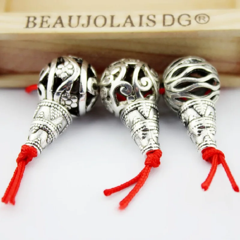 15 мм 10 компллот ./тибетский серебристый Круглый полый с головой Будды бусинами