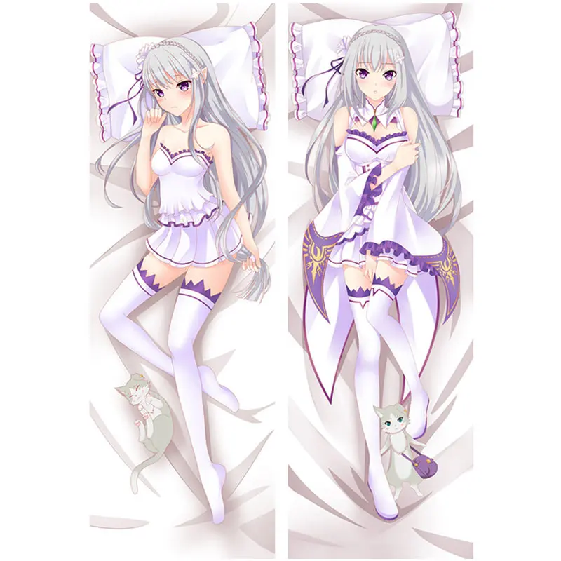 Аниме RE ZERO начала жизни в другом мире наволочки Rem Emilia сексуальные 3D двухсторонние постельные принадлежности обнимающие тела наволочки RE03 - Цвет: Peach skin