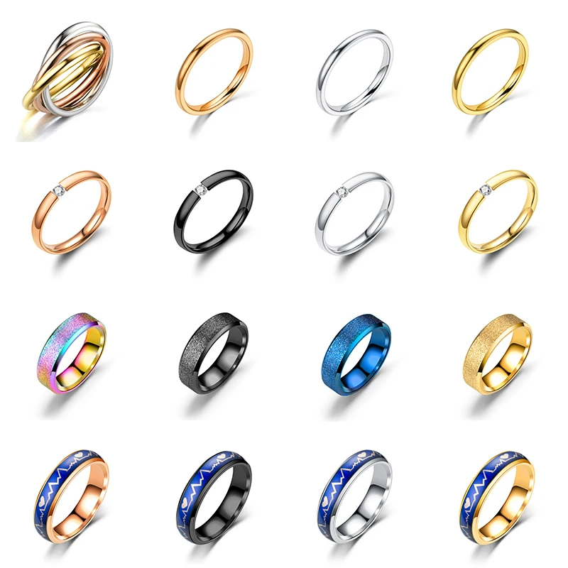 Кольца для пар из нержавеющей стали гладкие свадьбы 2019|Кольца| |
