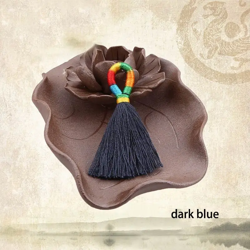 dark blue 12 шт./партия красочные кольца кисточка шелковая челка цветок кисточкой отделка декоративные кисточки для шторы украшение для дома аксессуары - Цвет: dark blue