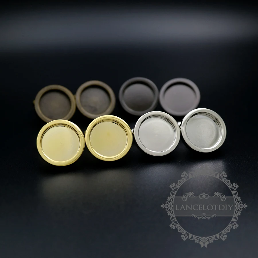 15 мм латунные серебряные золотые бронзовые черные круглые толстые запонки для