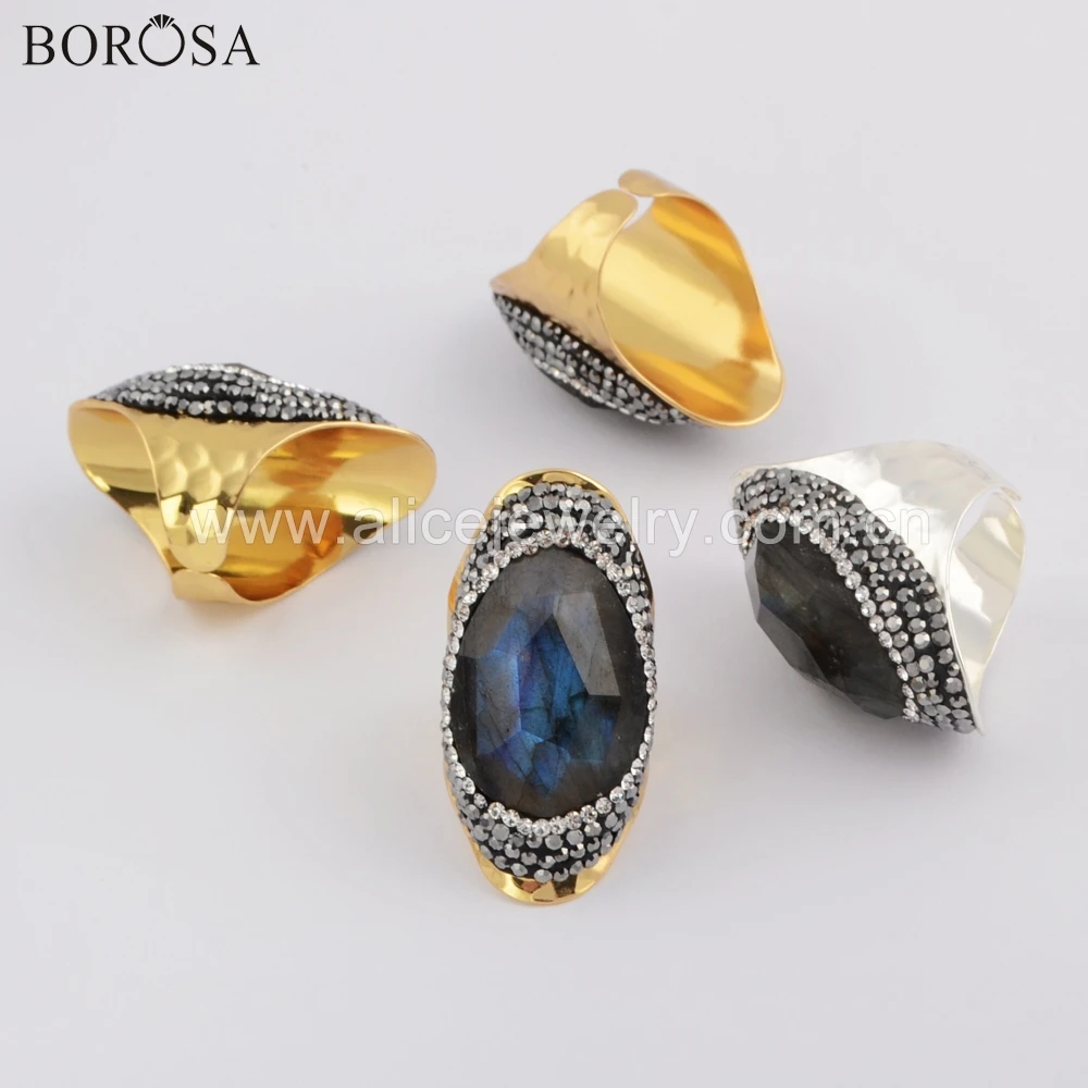 BOROSA 4 шт. каплевидный кристалл разы Ограненный Природный лабрадорит обручальное