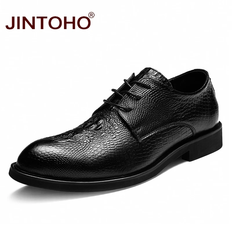 Туфли JINTOHO мужские из натуральной кожи Повседневная модная брендовая кожаная