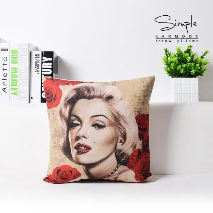 Декоративные подушки для дивана Marylin Monroe наволочки цветов красные цветочные 45x45