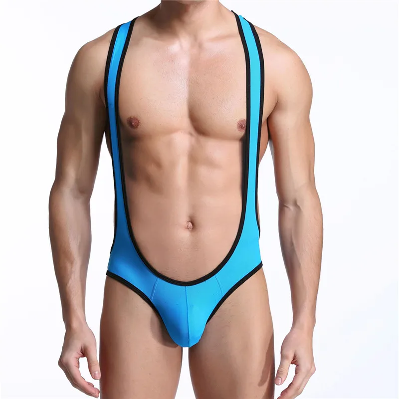 Sexy Men Undershirts JumpSuit One-Piece Suits Open Butt Wrestling Singlet Breathable BodySuit Exotic Super Soft Undershirt