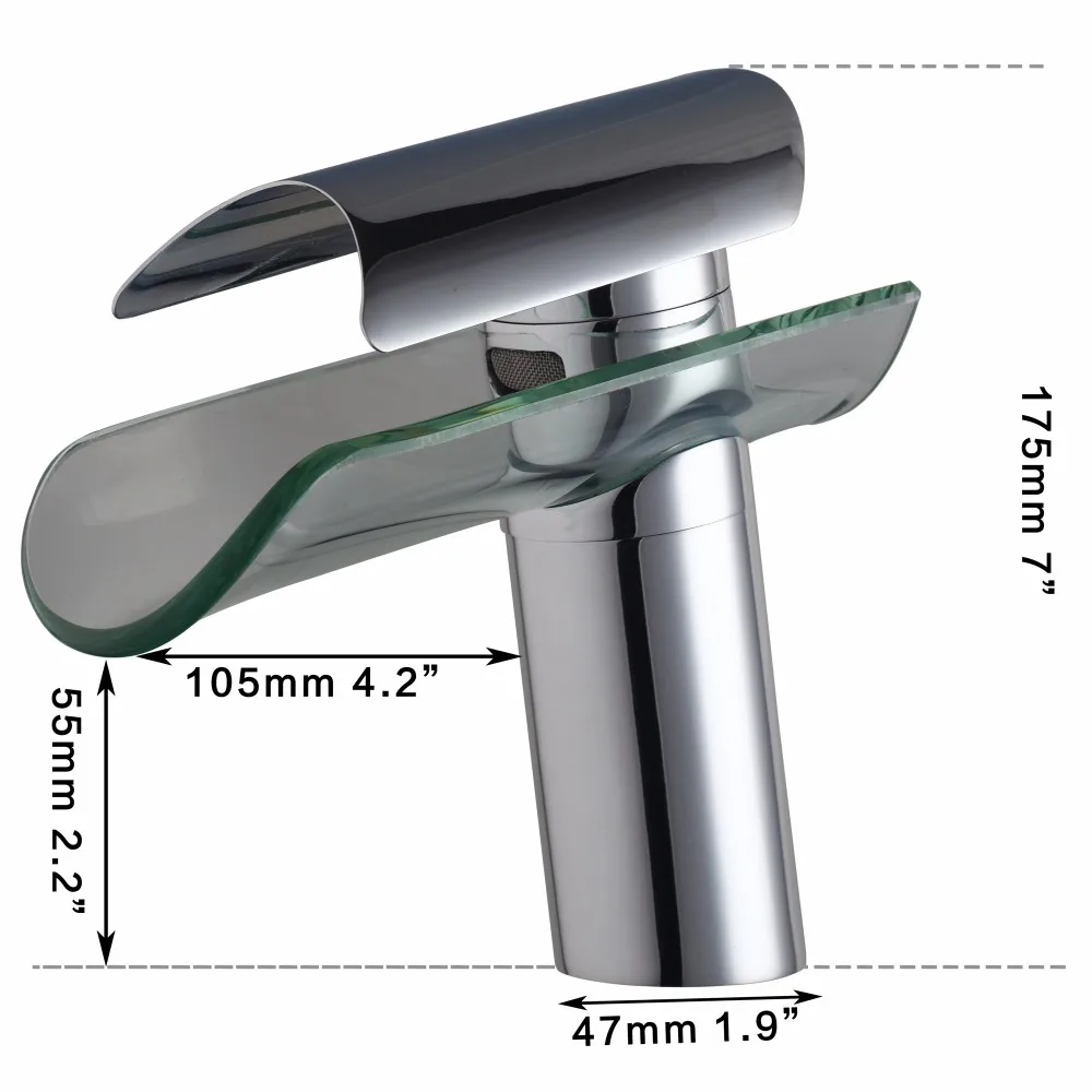 Новый стеклянный кран с водопадом смеситель для ванной комнаты одной ручкой