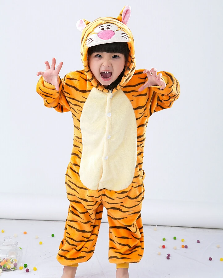 С животными милый мультяшный Злой Тигр дети унисекс комбинезон Дети тигр косплей