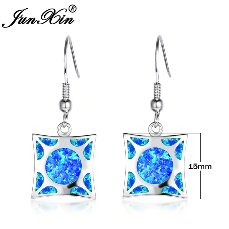 ROXI рождественские украшения квадратный камень голубой огненный серьги в виде