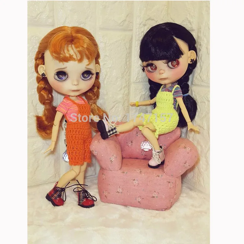 1 пара 1/6 модные ботинки мартинсы в клетку для кукол Blyth Pullip Lati Barbies аксессуары