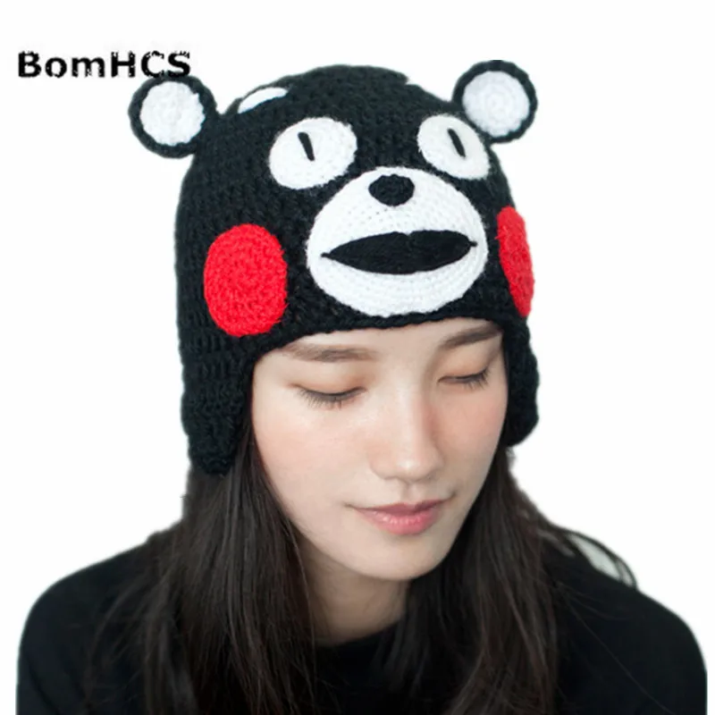 Милая шапка BomHCS с медведем улыбкой и головой медведя вязаная крючком ручной