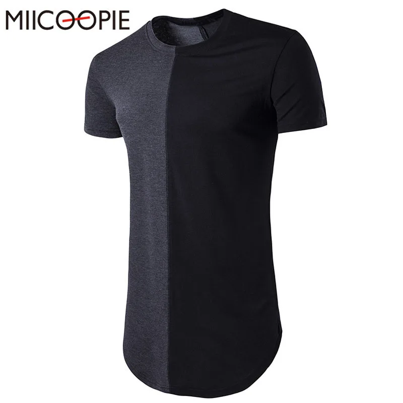 Летняя длинная Мужская футболка с коротким рукавом хлопковая Футболка