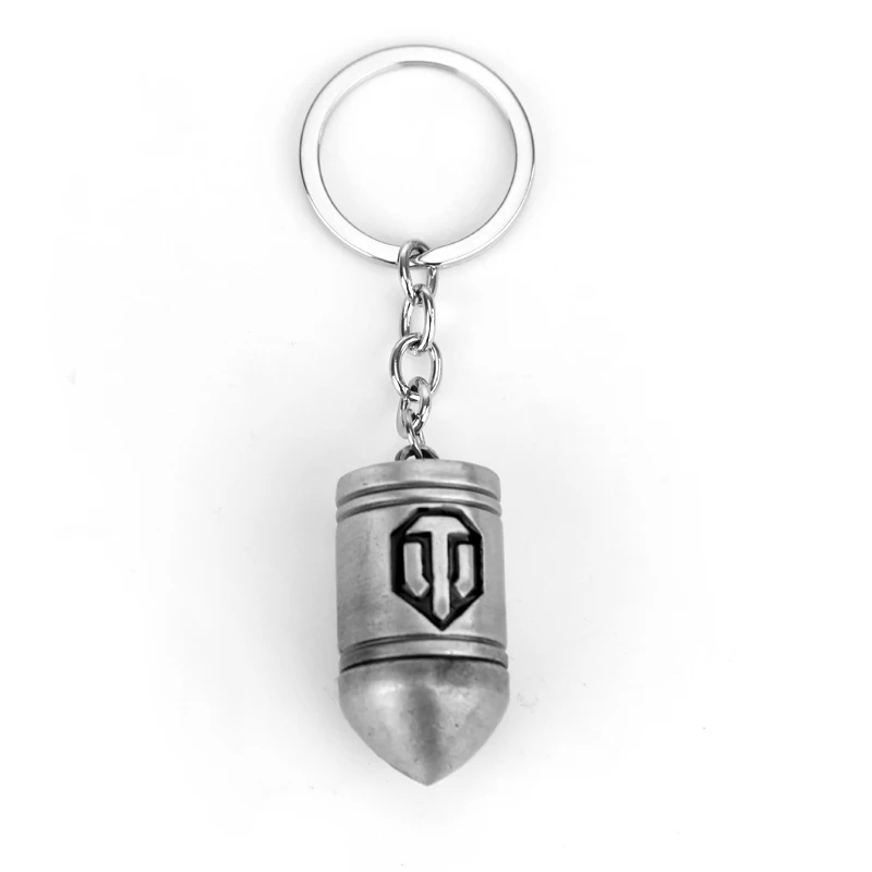 silver Классическая игра, ювелирные изделия, брелок World of Tanks, металлический 3D танк, модель "Пуля", брелок для ключей, унисекс, Автомобильные сумки, брелки - Цвет: silver
