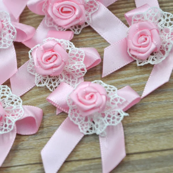 Pink 24 шт 40 мм* 35 мм Разноцветные Ленты Цветы DIY Аппликации Аксессуары для одежды A035 - Цвет: Pink
