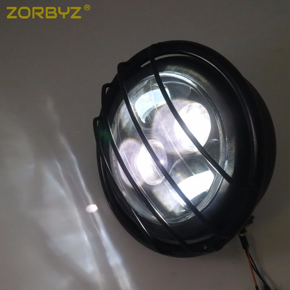Черная матовая светодиодная передняя фара ZORBYZ в стиле ретро с металлическим