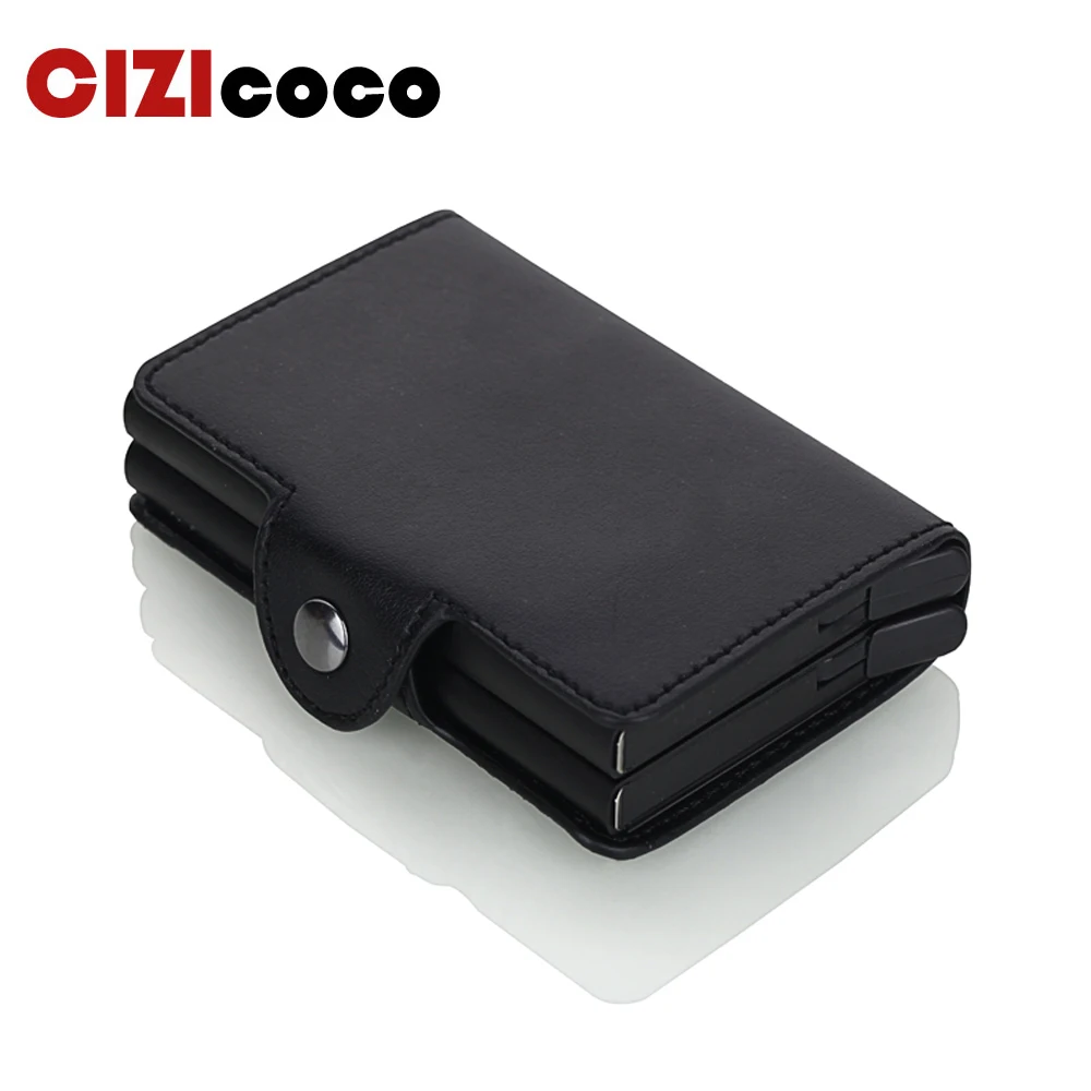 2019 New style double layer Card holder men's Metal Credit Holders With RFID block reading large capacity card cases gift | Багаж и