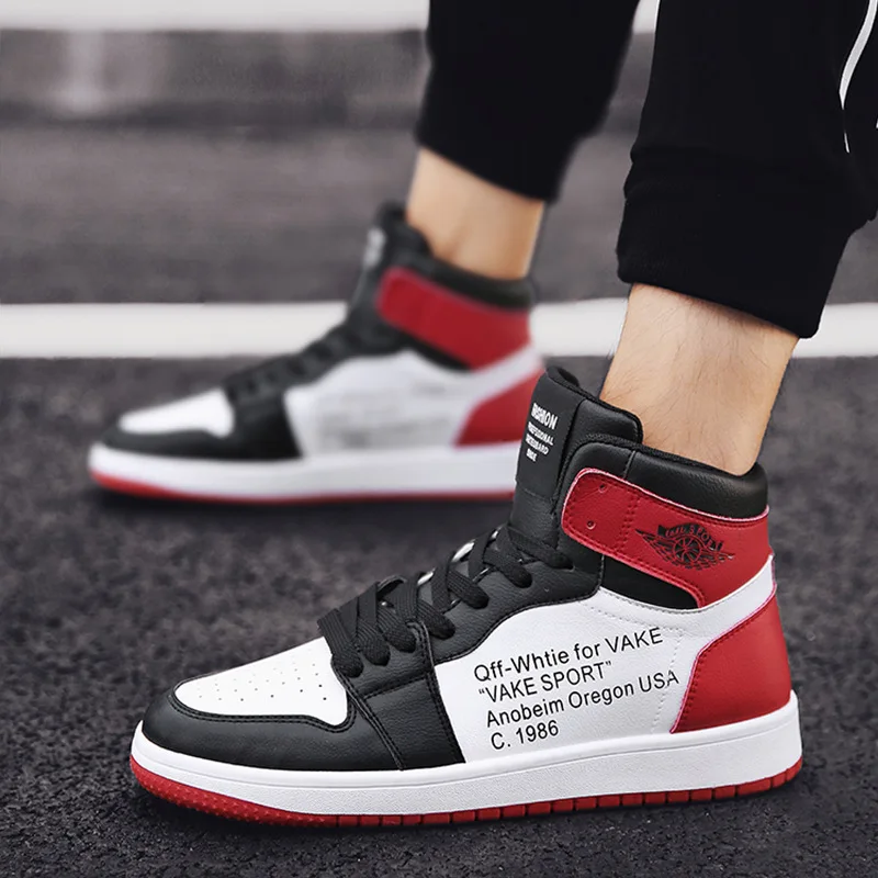 New High Top Sneakers Men Lace-up Casual Shoes Classic Round Toe Flat Skate Student Fashion Quality Wear Resistant | Обувь