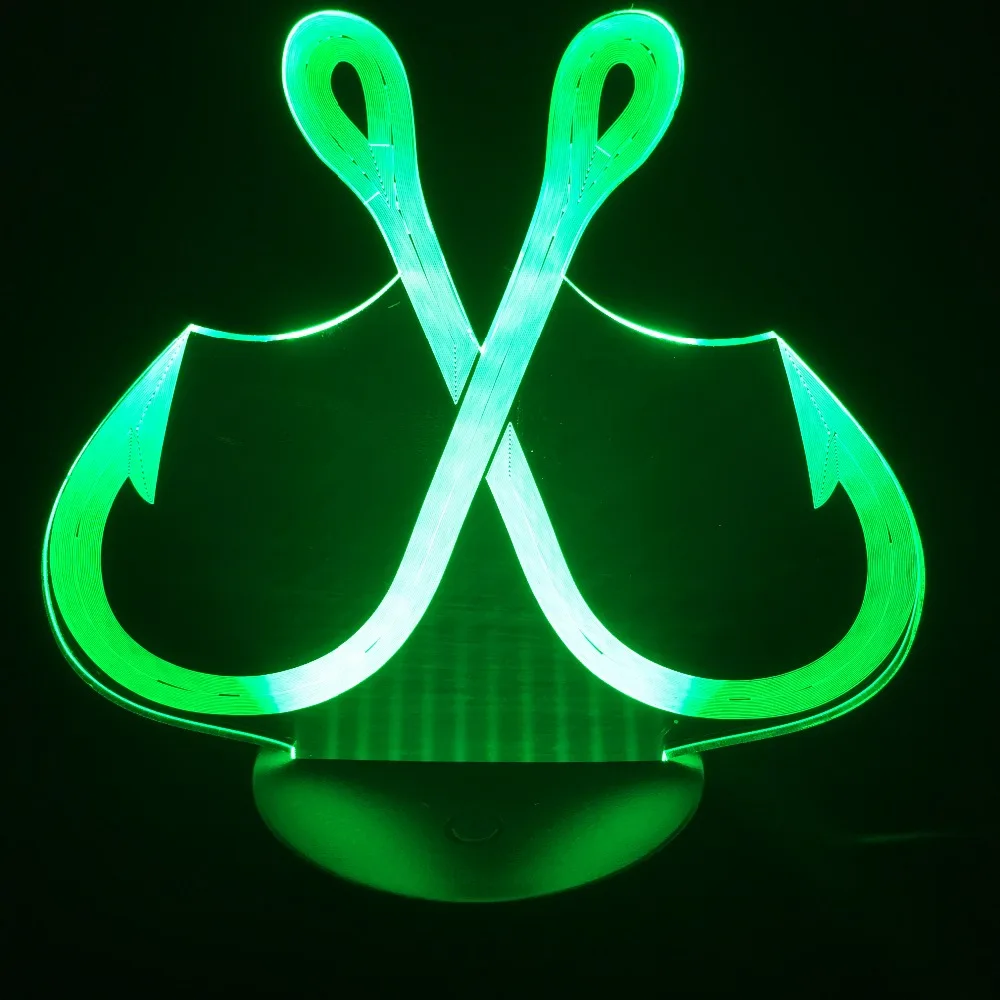 Новинка рыболовный крючок 3D акриловый Иллюзия светодиодный светильник USB