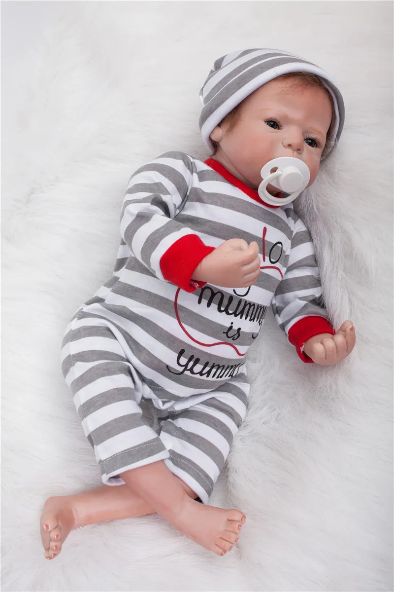

20 inches Doll Reborn Soft body Kawaii bebe real Reborn Babies For Girls boy gray Romper Newborn Dolls gift