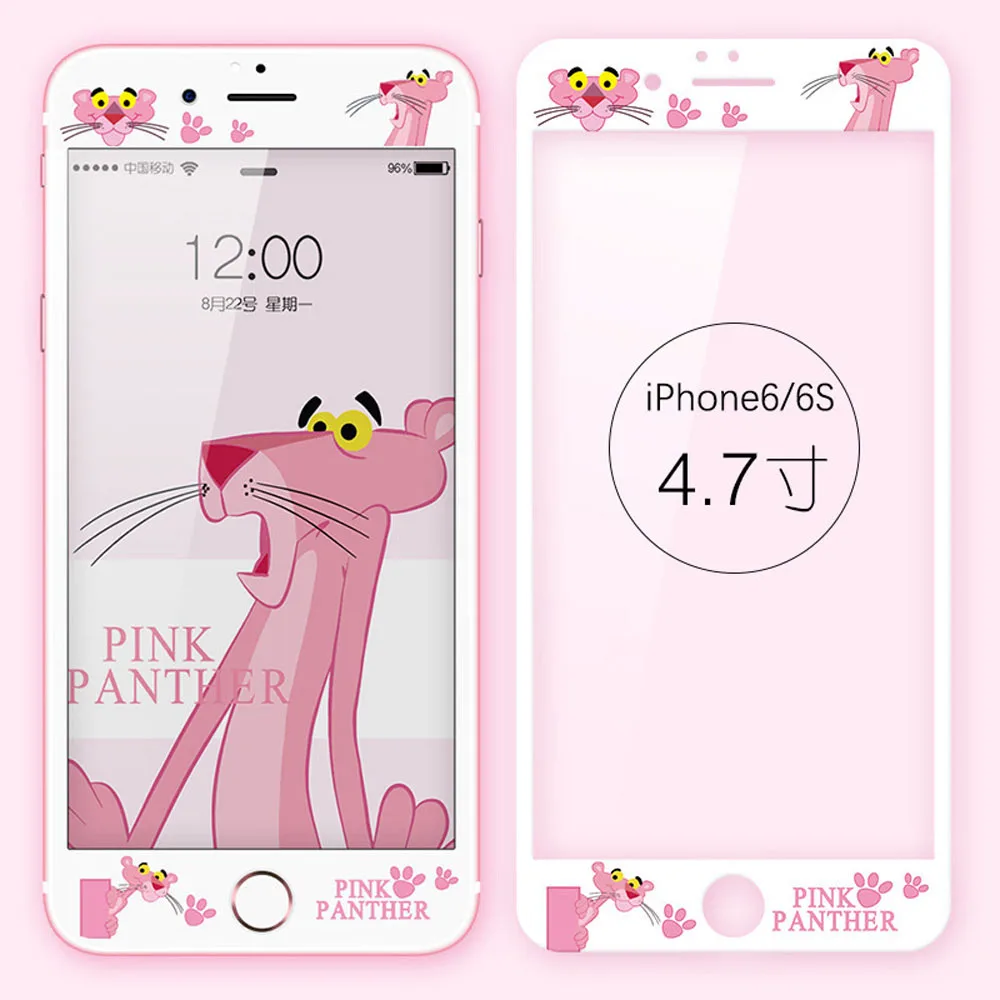 9H HD закаленное стекло для защиты экрана iPhone 6 6s Plus 7 8 Розовая пантера мультяшная