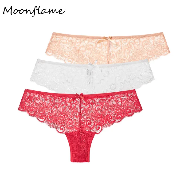 red.khaki.white Moonflame 3 шт./лот Новое поступление пикантный прозрачный кружевной женский сексуальный стринги 9082 - Цвет: red.khaki.white