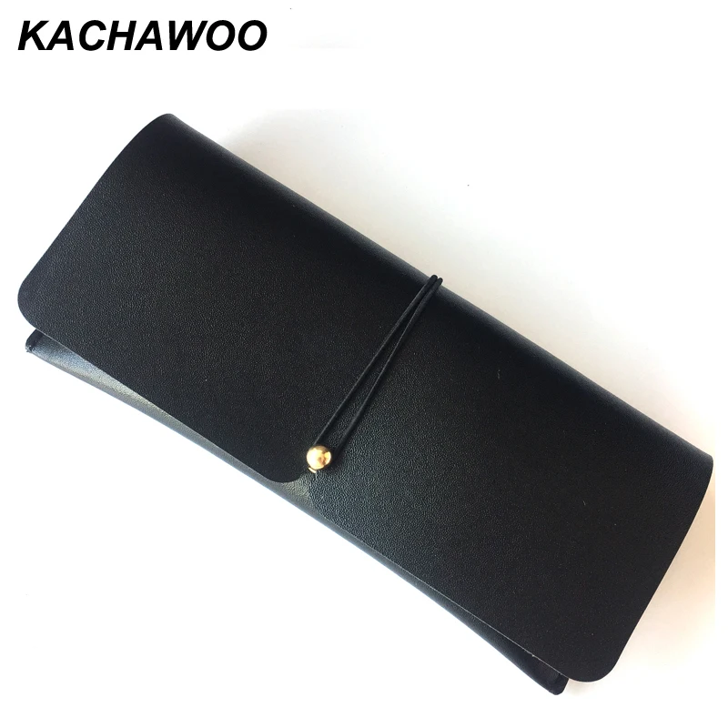 

Kachawoo soft case sunglasses box women fashion high quality PU leather portable black case for glasses accessories wholesale
