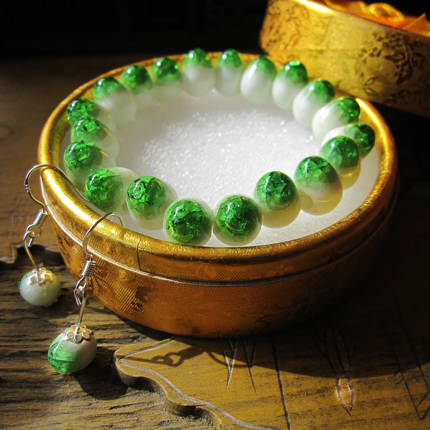 Женский китайский стиль ручной работы Керамические украшения серьги + браслет