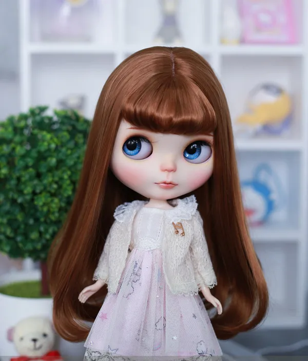 Blyth кукла Мода Длинные волосы с воздушной челкой подходит для Блит куклы 1/6 1/4 1/3 BJD куклы волосы куклы аксессуары - Цвет: mocha brown color