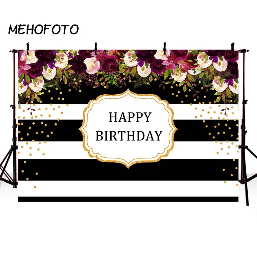MEHOFOTO цветочный с днем рождения фон розы цветы черно белые полосы девушка взрослый фотография Фон сладкий 16 Декор - Цвет: 2