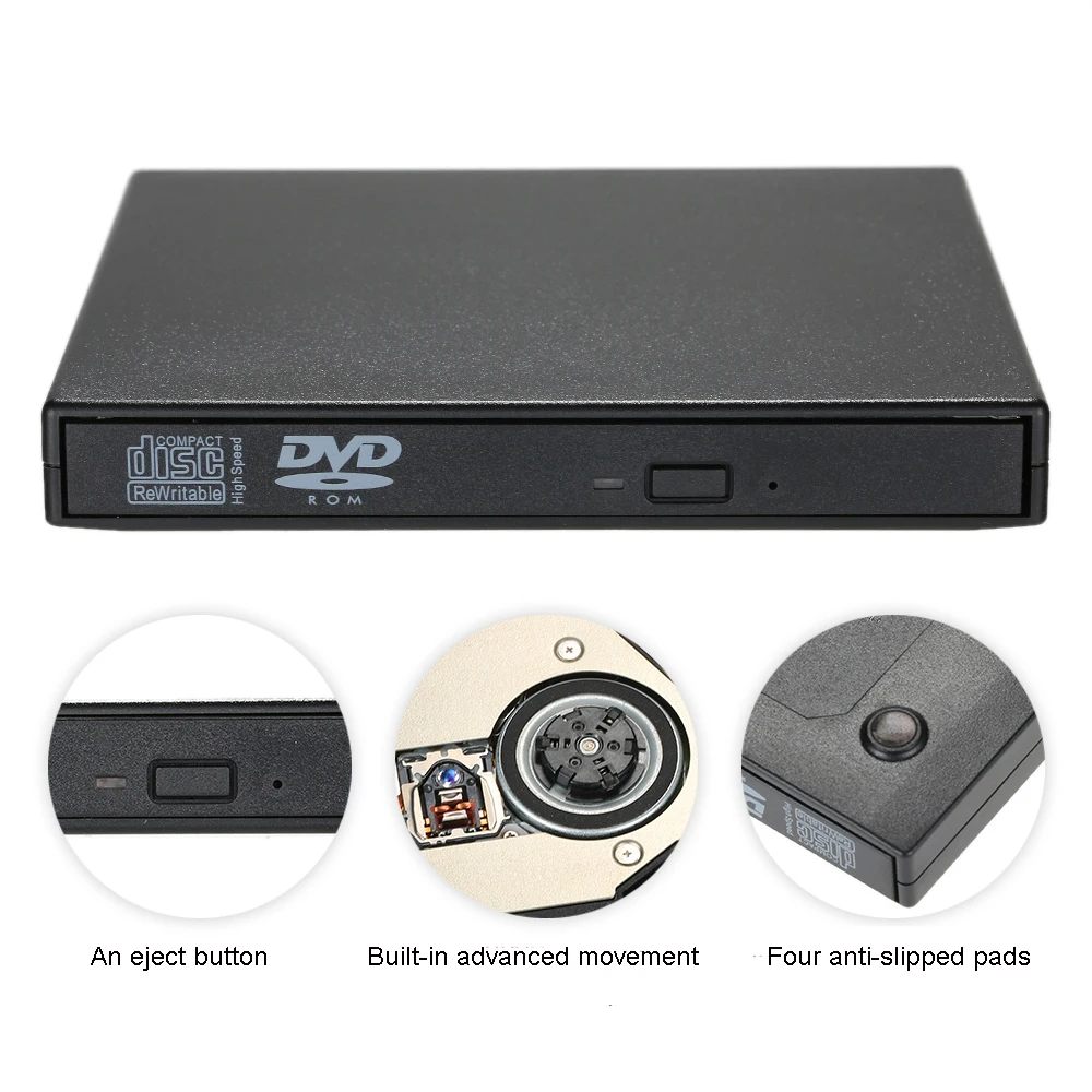 Портативный тонкий внешний DVD диск USB 2 0/устройство для чтения оптических