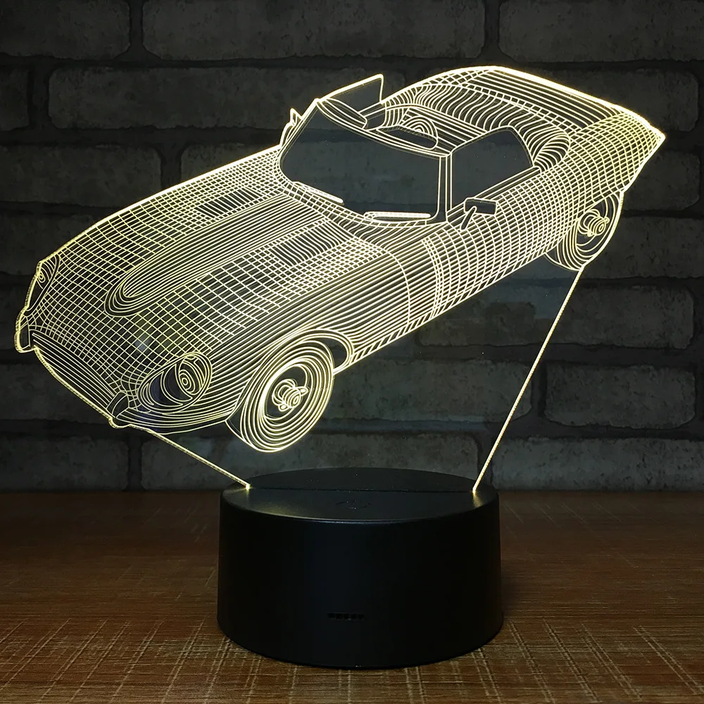 

Car 3D LED Night Light 7 Color Illusion Desk Table Lamp Home Decor Boy Children Xmas Gift Touch Remote Control