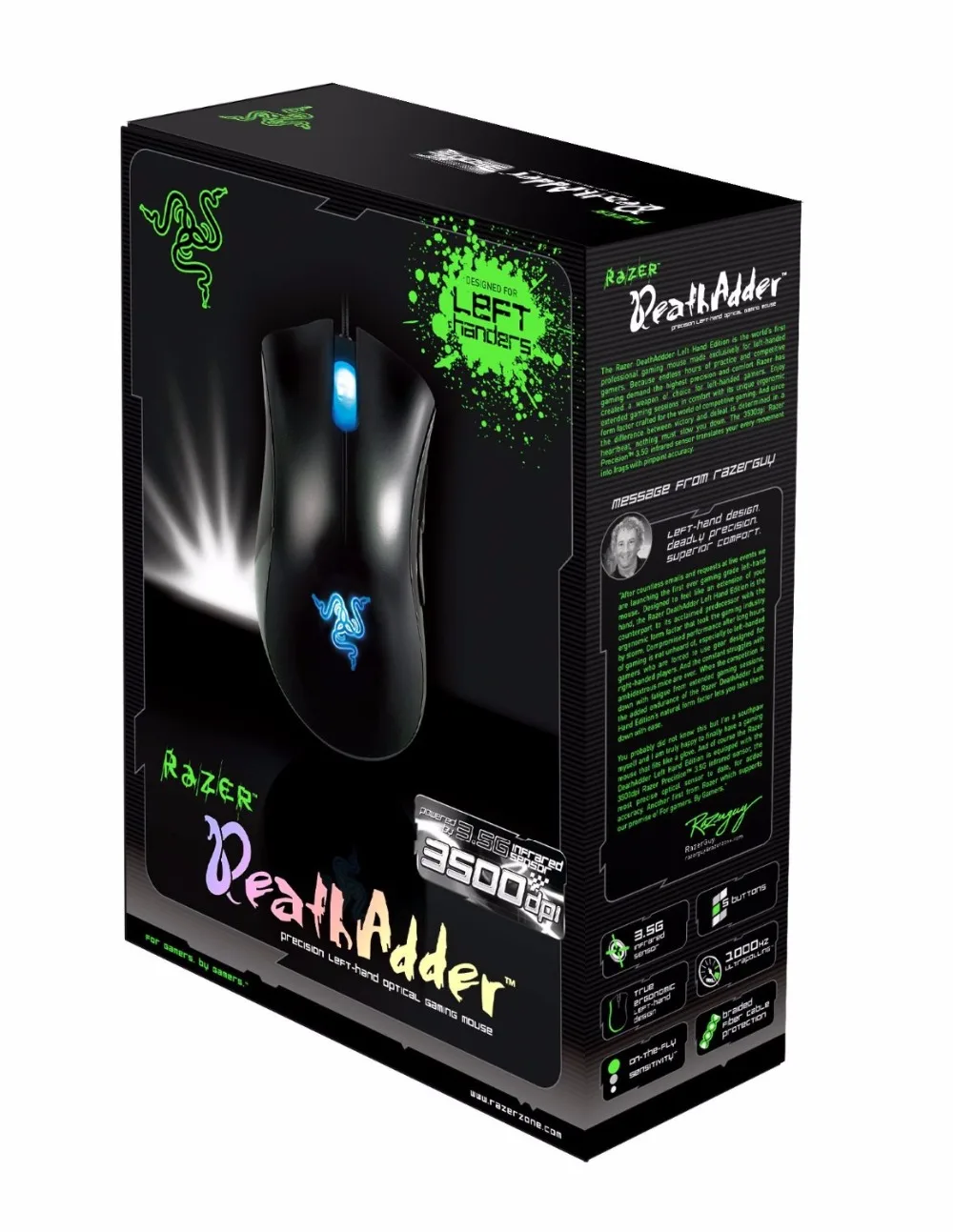 Razer DeathAdder левша издание 3500 dpi 3 5G инфракрасный датчик эргономичная PC Gamer проводная