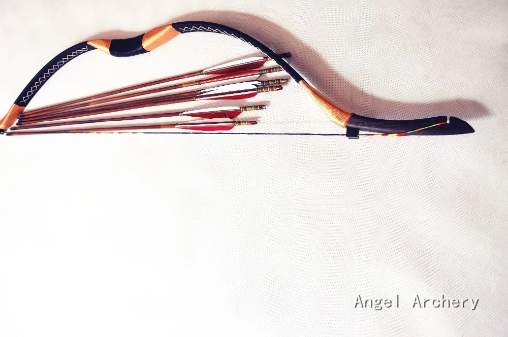 Китайский традиционный кожаный длинный лук Рекурсивный для стрельбы 20 # 60 + 6