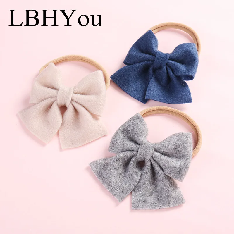 

Non-Weave Bows Nylon Headbands Cute Soild Knot Bow Elastic Nylon Hairbands Super Soft Baby Nylon Head Wraps Child Hair Accessory