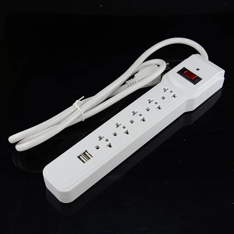 Фото Smart 3 USB-разъема, вилка стандарта США, переключатель перегрузки, защита от перенапряжения, 5 розетки, 3 USB-зарядное устройство P002 №1