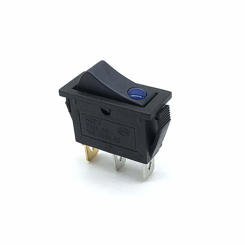 Blue Light 4 шт. KCD3 черный кулисный переключатель вкл. Выкл. 3Pin фиксация 16A 250VAC с точечным светодиодный для двигателя автомобиля Авто переключатель красный синий зеленый желтый свет - Цвет: Blue Light