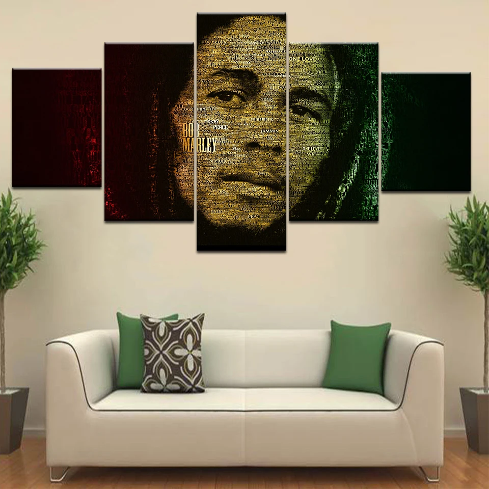 

Bob Marley print canvas in 5 panel HD Print modern Wall posters Canvas Art painting For home living room decoration