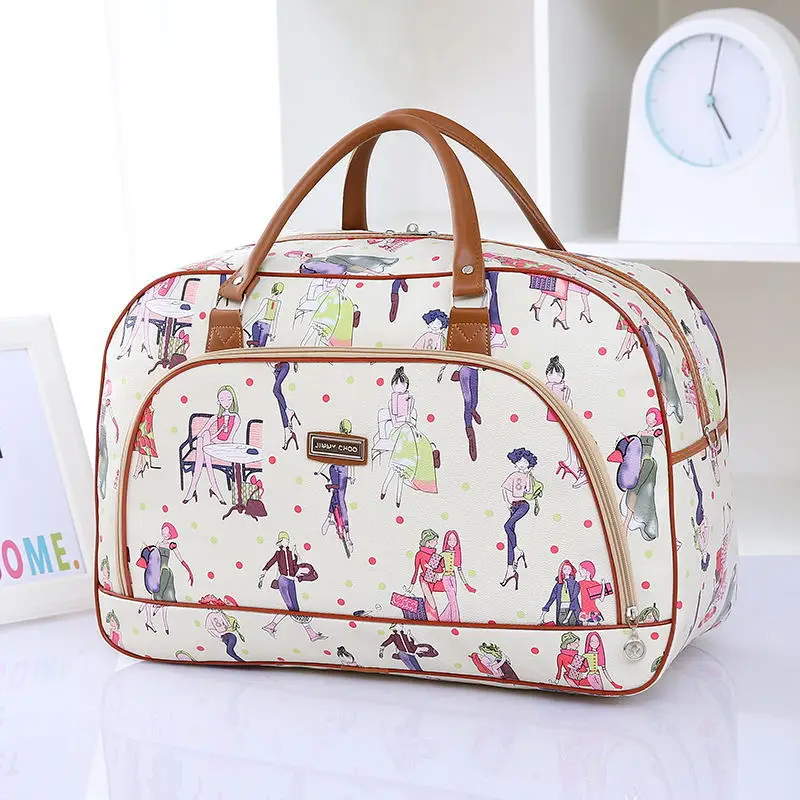 Ретро Европа Печать Путешествия Totes искусственная кожа с Холст Duffle Extra Large Твердые