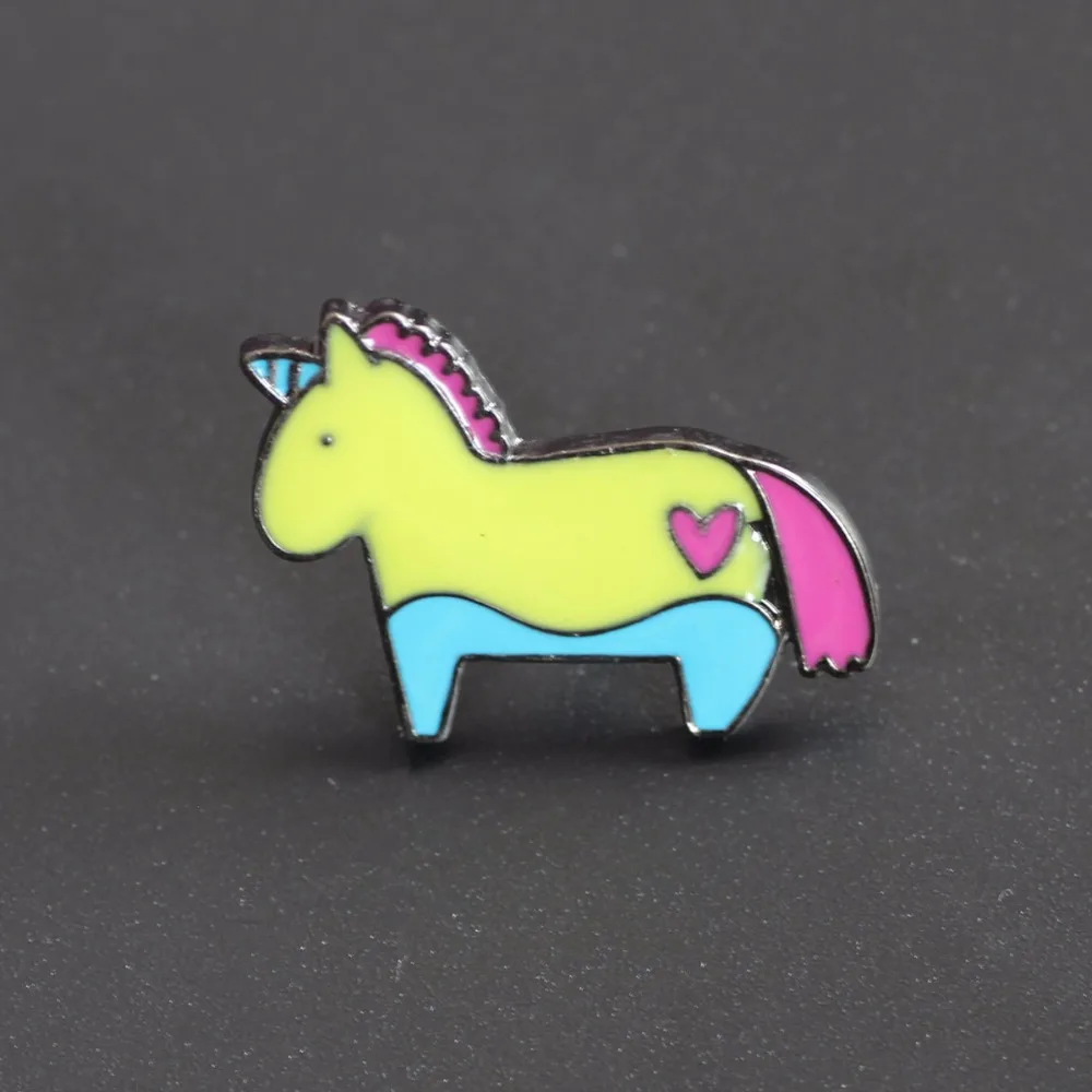 Брошь Timlee X191 металлическая в виде радужного единорога | Украшения и аксессуары