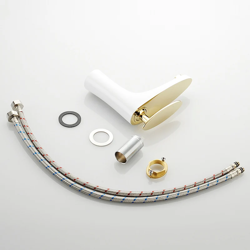 Смеситель для раковины Fapully хромированный золотистый и белый кран с роскошной