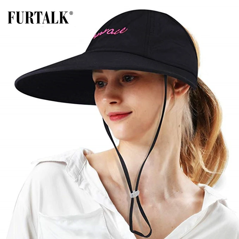 FURTALK солнцезащитный козырек шляпа для Женский хвостик летняя шляпа с широкими полями шляпа для сафари УФ-защита пляжная кепка для женщин походная Кепка для кемпинга