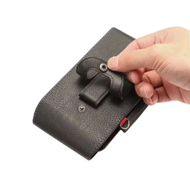 Высококачественный вертикальный Универсальный двухслойный черный кожаный