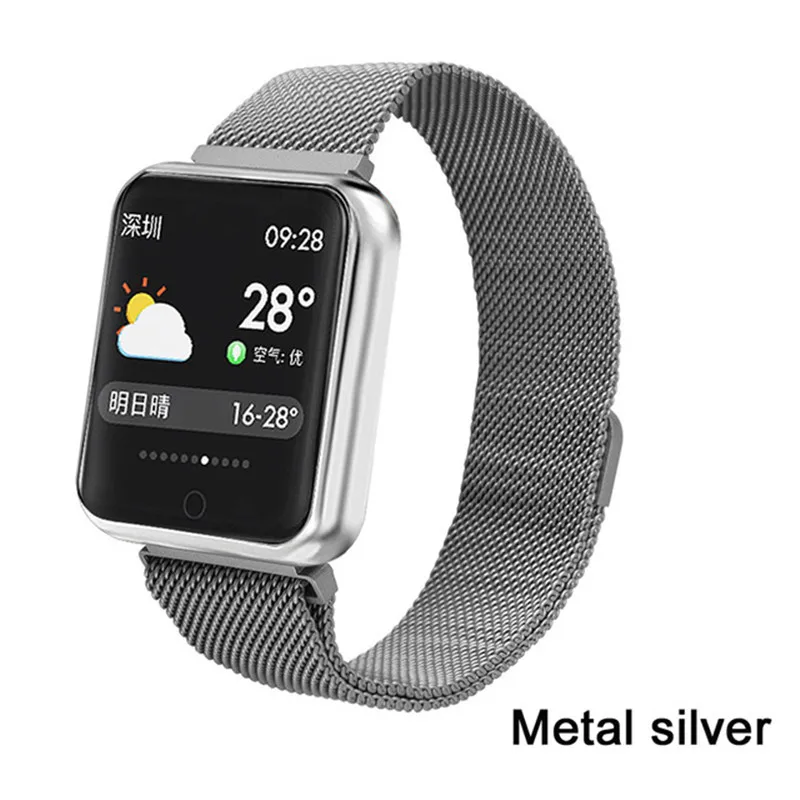 Silver Steel Strap P68 смарт-браслет мульти-спортивный браслет IP68 Водонепроницаемый фитнес-трекер пульсометр Смарт-часы для мужчин и женщин - Цвет: Silver Steel Strap