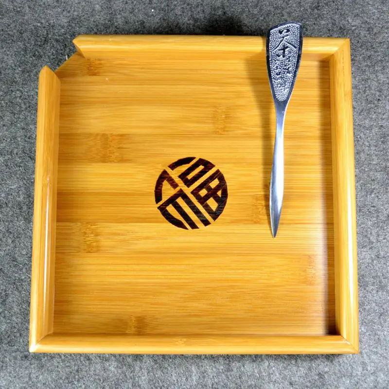 tray and knife Натуральный Бамбуковый чайный поднос кунг-фу+ ложка+ нож Пуэр чайная доска набор для показа Да Хун Пао чайная церемония инструменты аксессуары - Цвет: tray and knife
