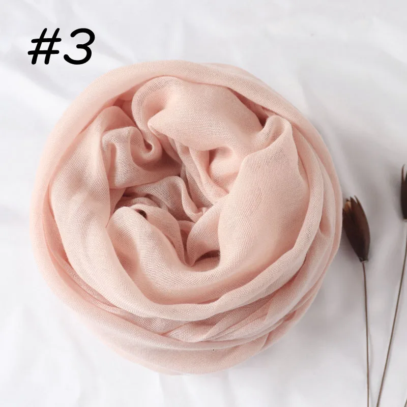 3 pale pink Новые Женские однотонные Макси хиджаб шарфы оверсайз Исламские шали головные обертывания длинные мусульманские потертые натуральные хлопковые смеси хиджабы - Цвет: 3 pale pink