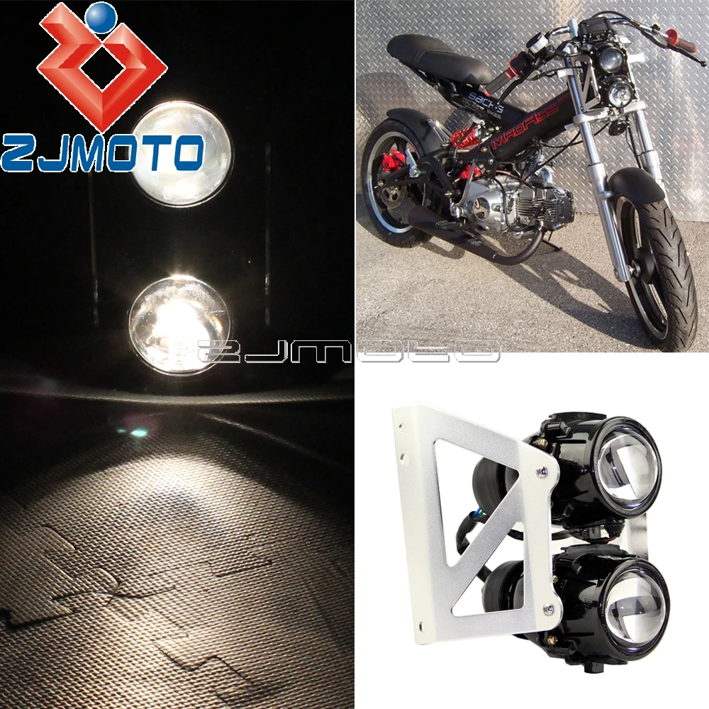 1 комплект Мотоцикл Streetfighter лампы проектора сборки Twin фары для Sachs Madass 50 125 450 500