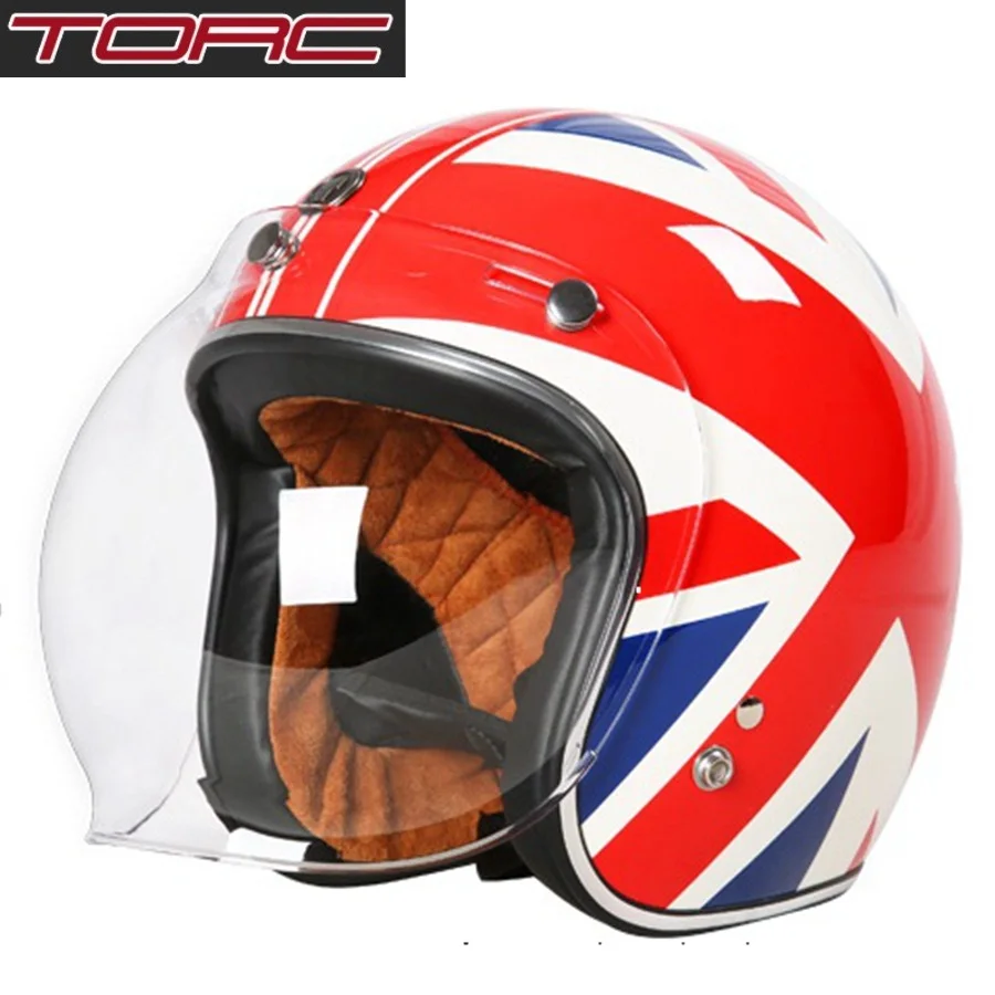 1 Free shipping 1pcs TORC T50 3/4 Open Face Moto Helmet Transparent Bubble Mirror DOT Approved Vintage Motorcycle Helmets - Цвет: 1