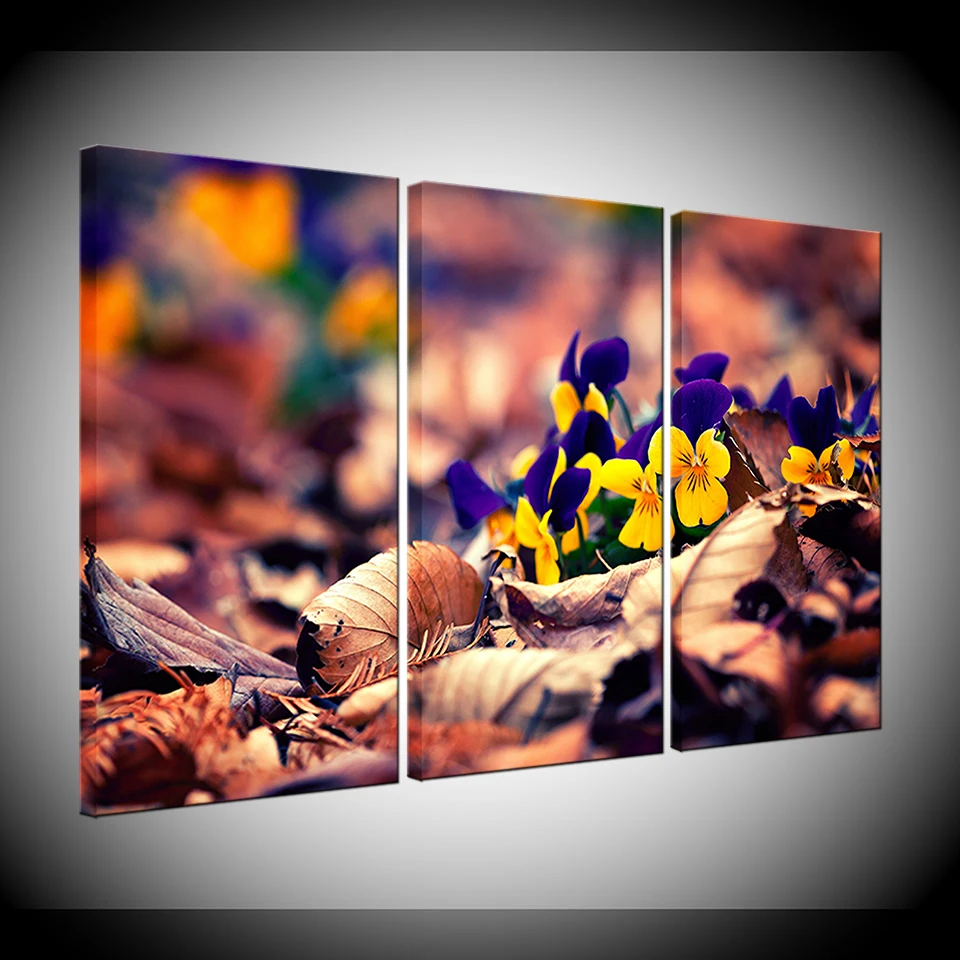 

Canvas Paintings Living Room Decor 3 Panel Yellow Flowers Landscape Pictures Wall Art HD Prints Deciduous Posters Framework