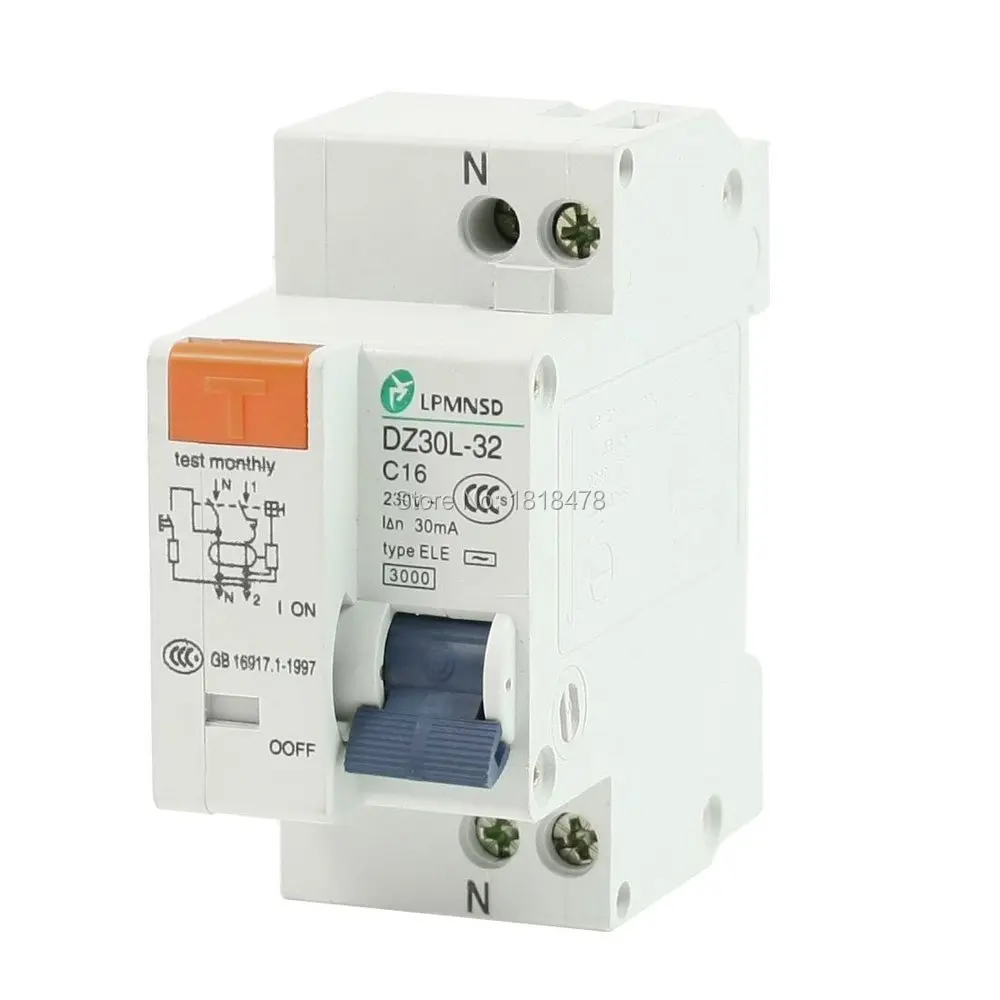 DZ30L-32 16A 1 P+ N AC 230 V 16A 1 полюс 1 P Защита от перегрузки ELCB замыкание утечки