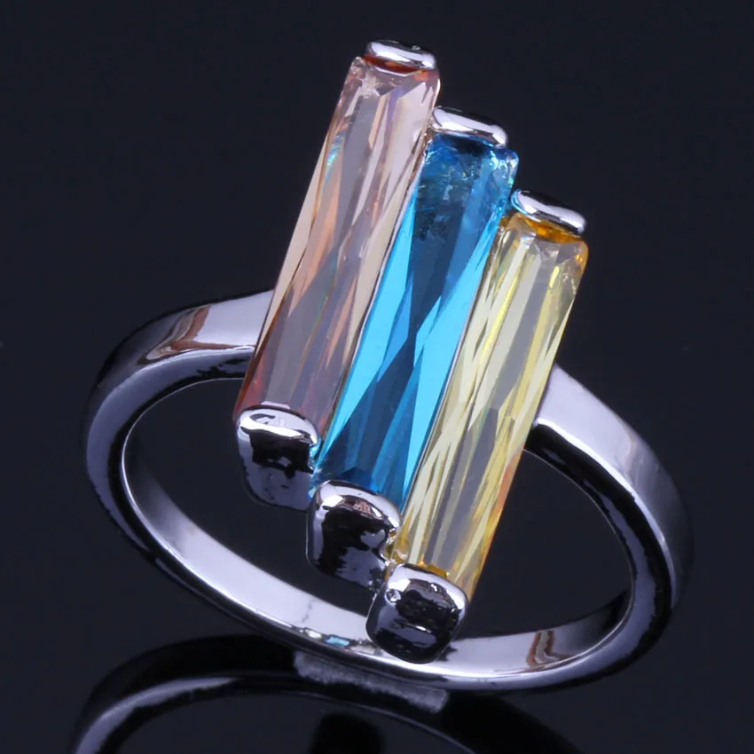 Блестящий прямоугольник Multigem многоцветный коричневый желтый Небесно-Голубой